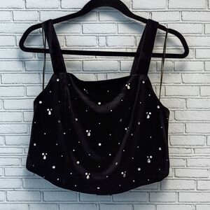 Elegant Black Embellished Women's Top Rachel Zoe Size Medium